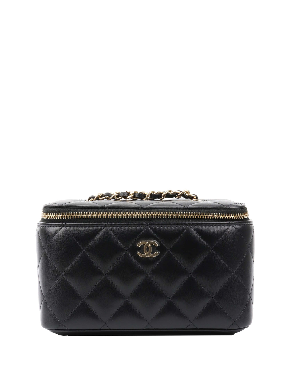 CHNL -  Black Lambskin Vanity Bag.