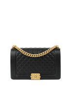 CHNL -  Black Medium Caviar Boy Bag GHW.