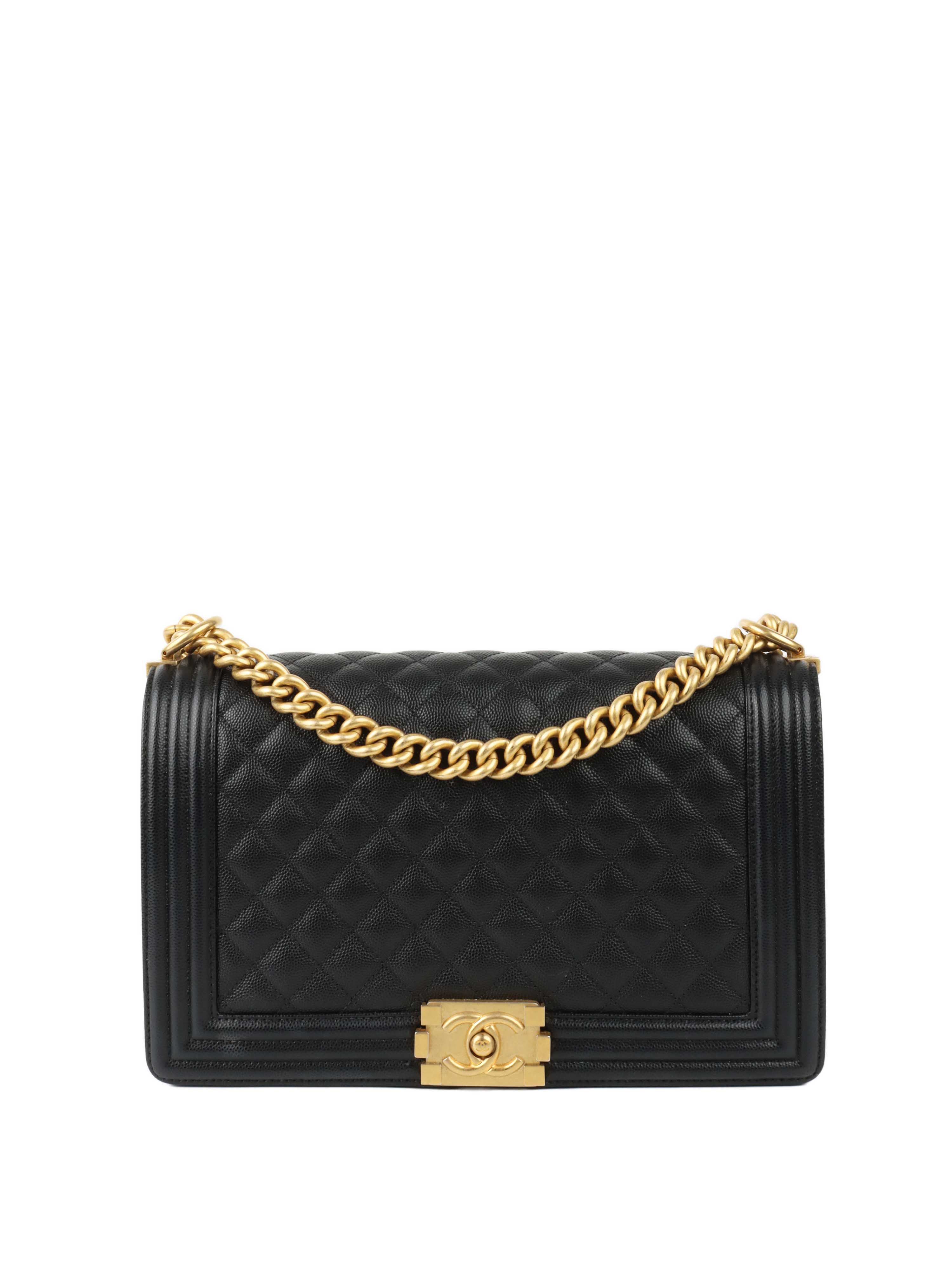 CHNL -  Black Medium Caviar Boy Bag GHW.