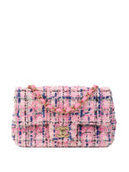 CHNL -  Pink & Blue Tweed Mini Rectangular Classic Flap.