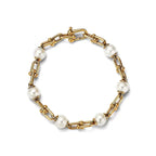 LINK BRACELET GOLD WITH FRESHWATER PEARLS