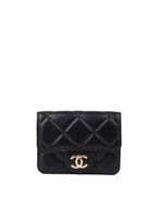 CHNL -  Black Lambskin Chain Belt Bag LGHW.