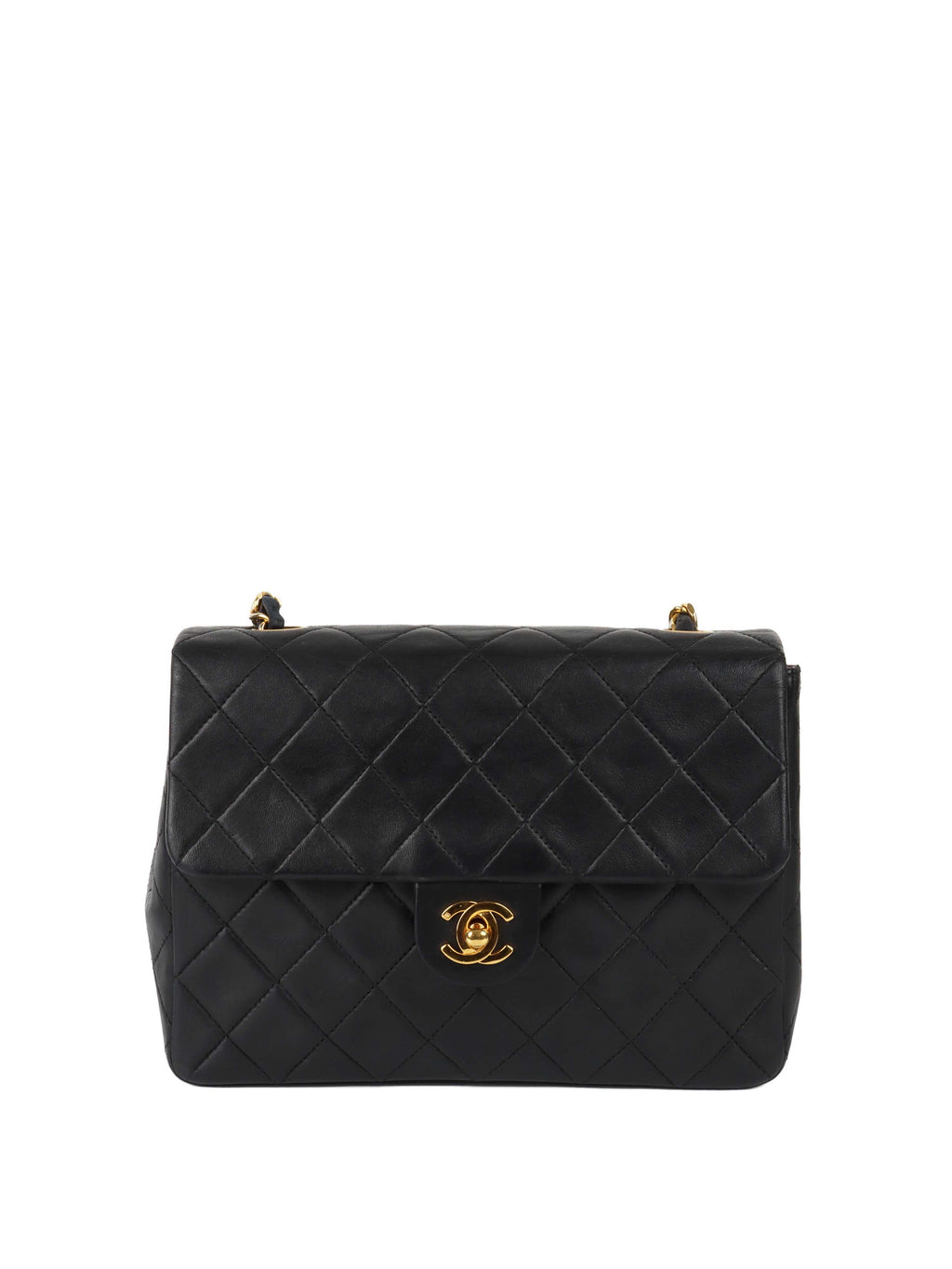 CHNL -  Black  Flap Bag GHW.