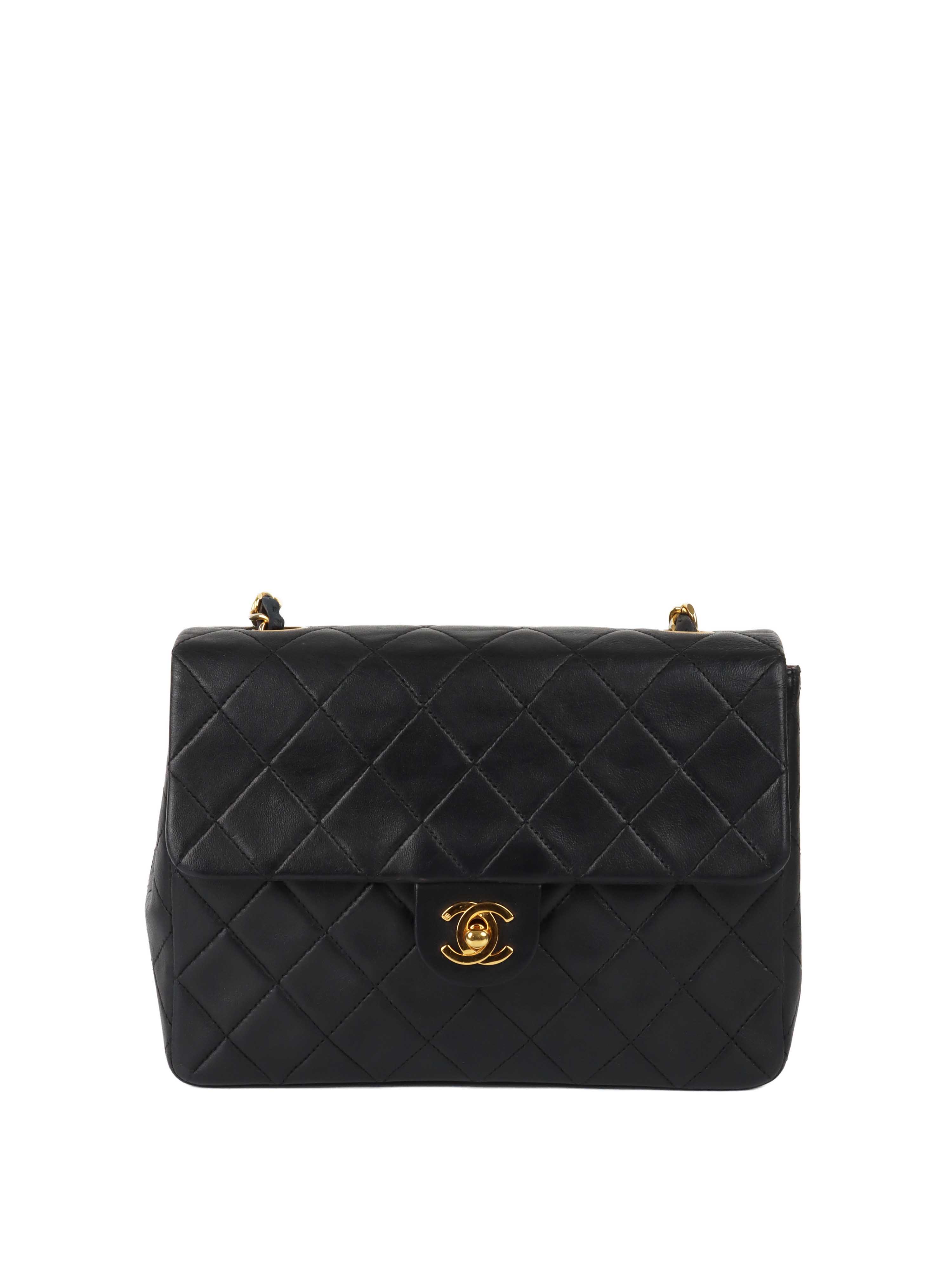 CHNL -  Black  Flap Bag GHW.