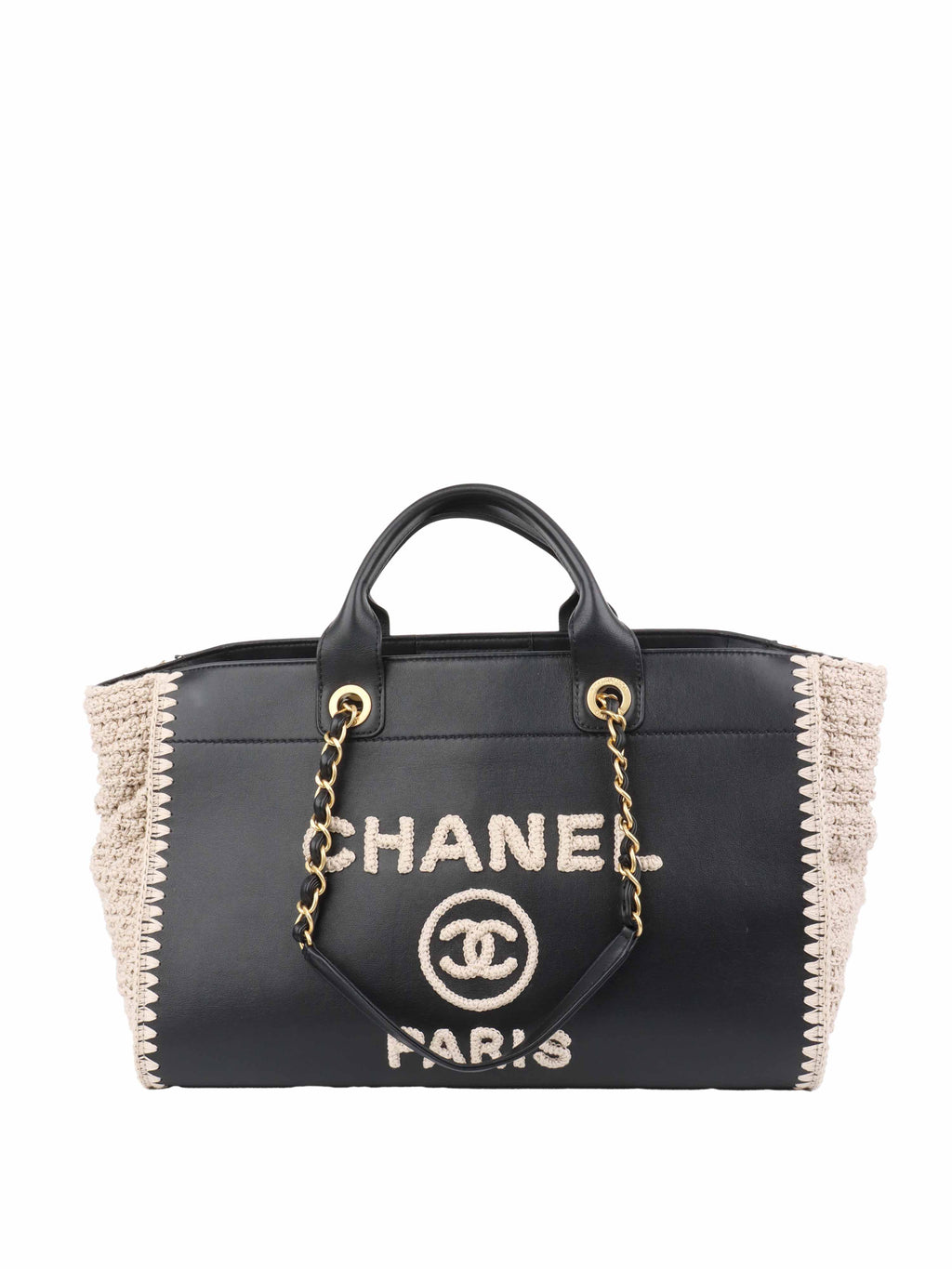CHNL -  Black & Raffia Deauville Tote.