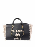 CHNL -  Black & Raffia Deauville Tote.