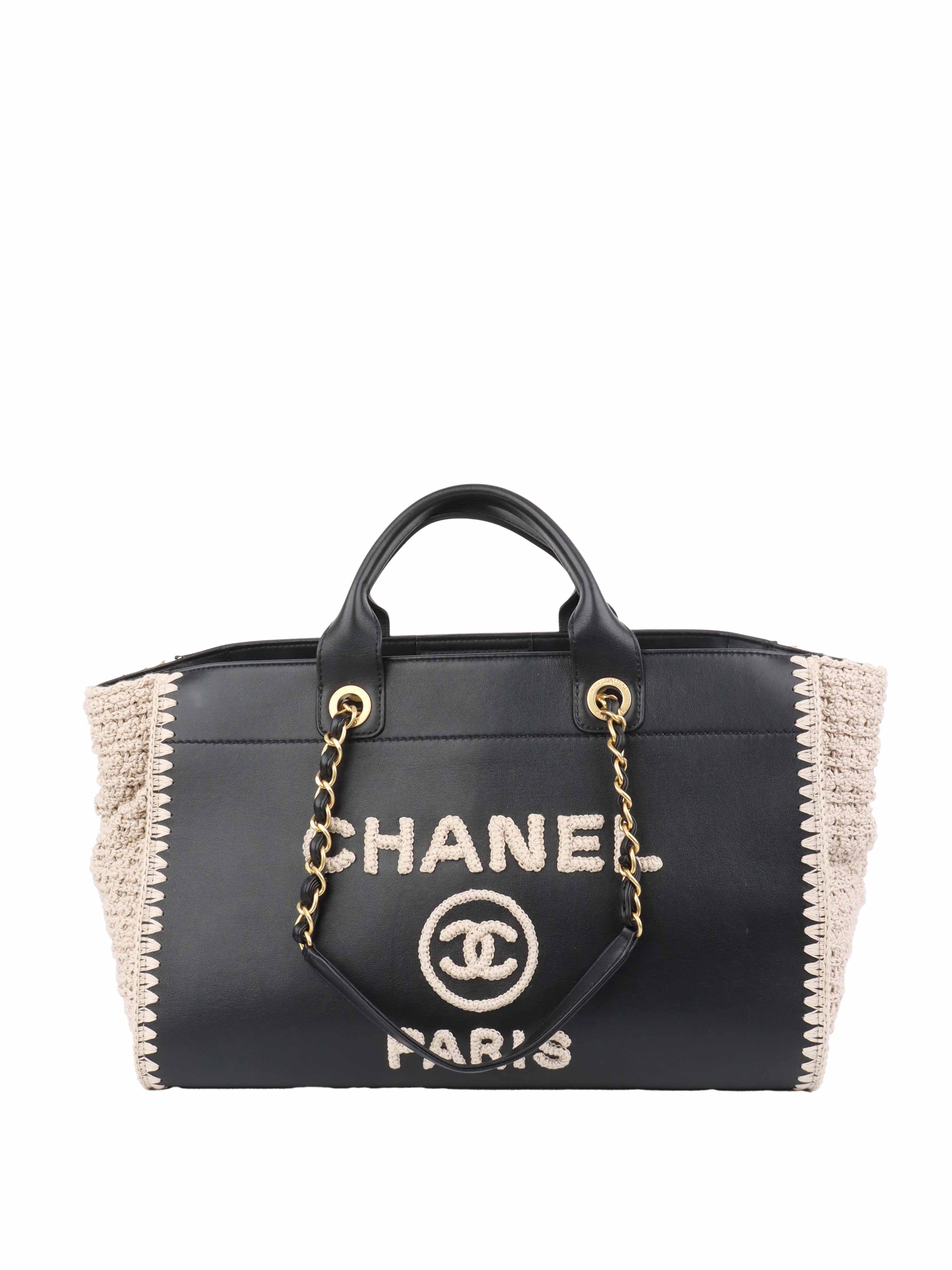CHNL -  Black & Raffia Deauville Tote.