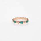 SERPENTI RING PINK GOLD MALACHITE DIAMOND 3MM