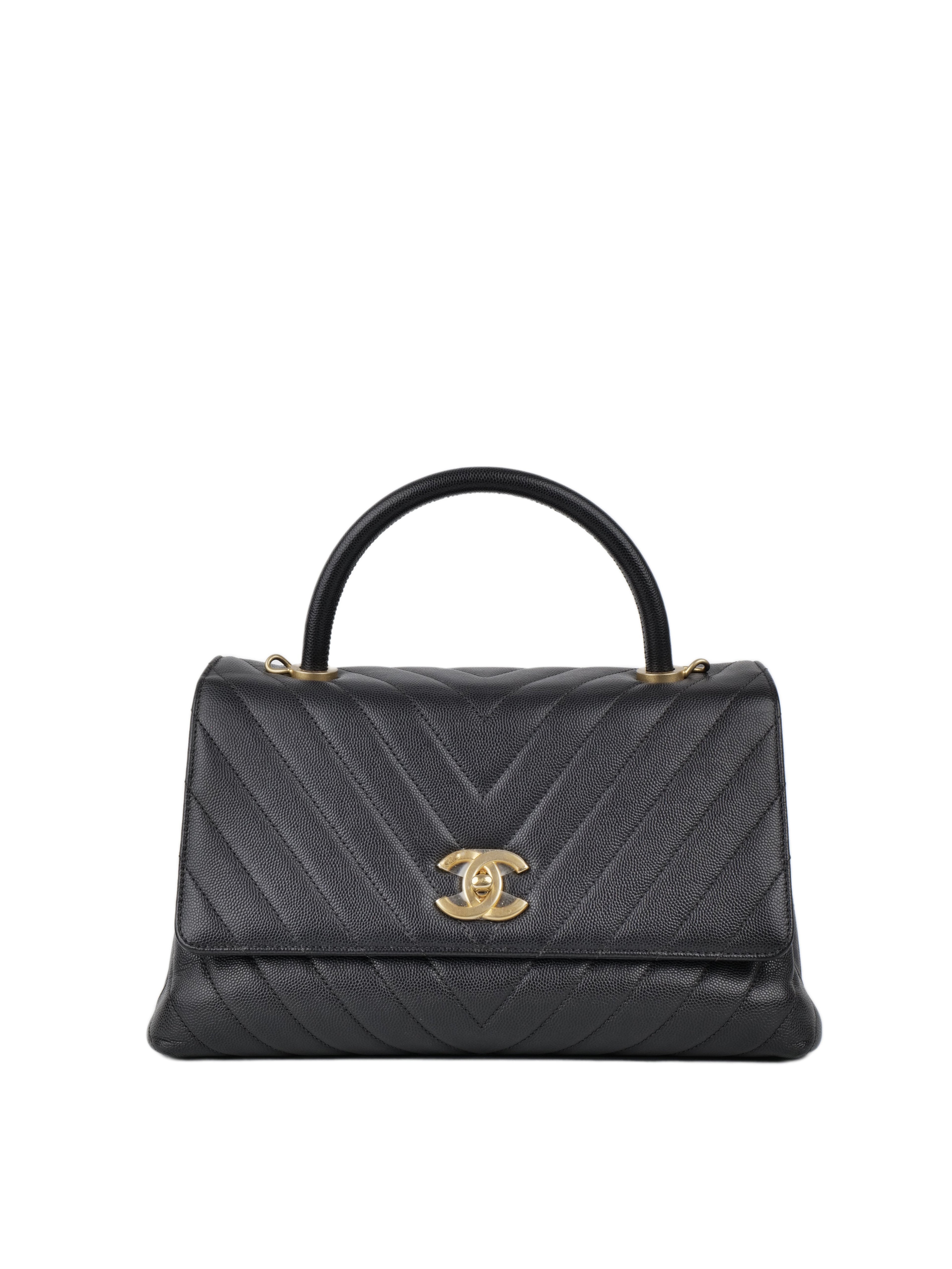 CHNL -  Medium Dark Grey Coco Handle GHW.