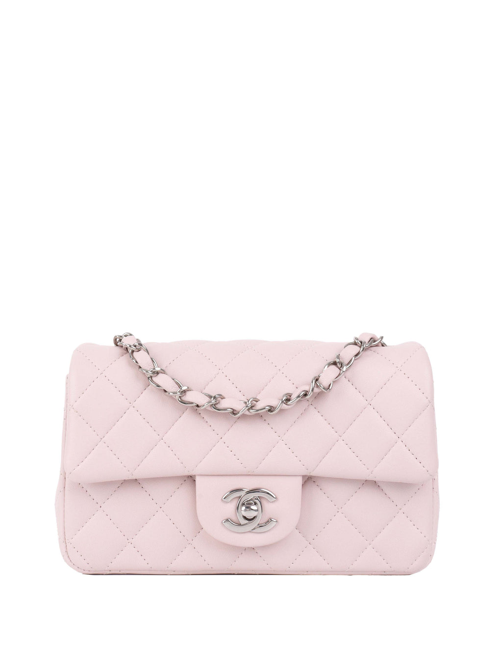 CHNL -  Light Pink Mini Rectangular Classic Flap SHW.
