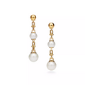 TRIPLE DROP LINK EARRINGS GOLD WITH FRESHWATER PEARLS