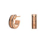 ZERO 1 ROCK PINK GOLD EARRINGS WITH STUDDED SPIRAL AND BLACK CERAMIC