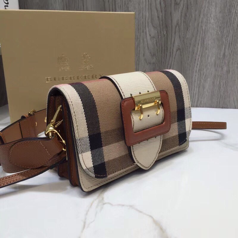 B-Berry - BB  The Small Buckle Bag In House Check Beige For Women, Bags 7.5in/19LO