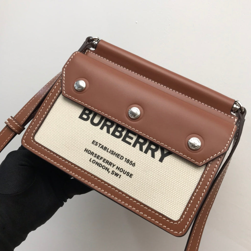 B-Berry - BB  Mini Horseferry Print Title Bag With Pocket Detail Malt Brown For Women, Bags 7.5in/19LO 80146111