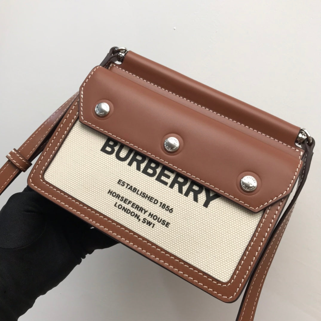 B-Berry - BB  Mini Horseferry Print Title Bag With Pocket Detail Malt Brown For Women, Bags 7.5in/19LO 80146111