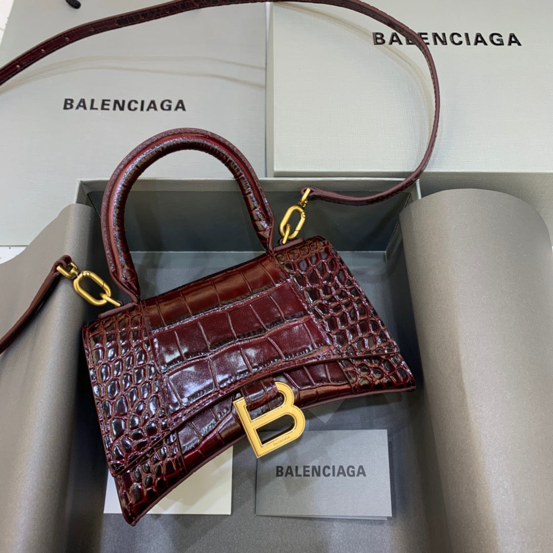 BLN-Ciaga Hourglass XS Handbag In Dark Red, For Women,  Bags 7.4in/19LO