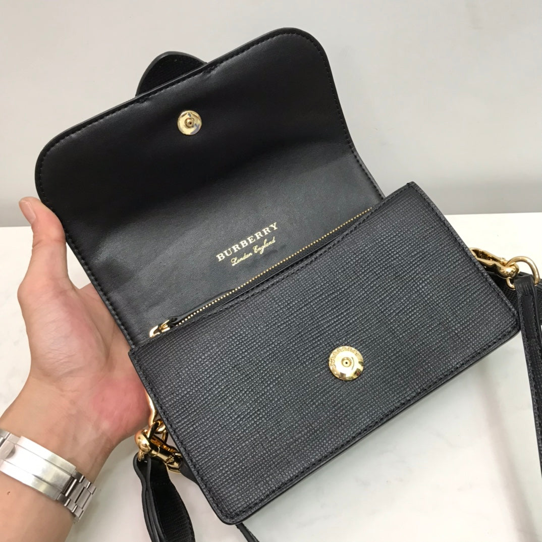B-Berry - BB  Small Bridle House Check And Buckle Crossbody Black For Women, Bags 7.8in/20LO