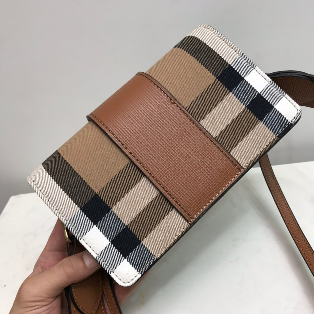 B-Berry - BB  Small Bridle House Check And Buckle Crossbody Brown For Women, Bags 7.8in/20LO