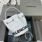 BLN-Ciaga Le Cagole Medium Bucket Bag In White, For Women,  Bags 11.8in/30LO