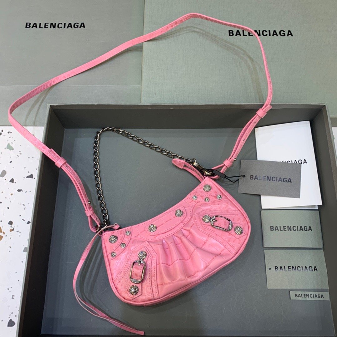 BLN-Ciaga Le Cagole Mini Bag With Chain In Pink, For Women,  Bags 8.2in/21LO 69581423EBY5812