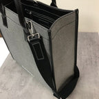 B-Berry - BB  Horseferry Print Cotton Canvas Tote Black/Grey For Women, Women’s Bags, Shoulder And Crossbody Bags 14in/ 35.5LO BUR 80508141
