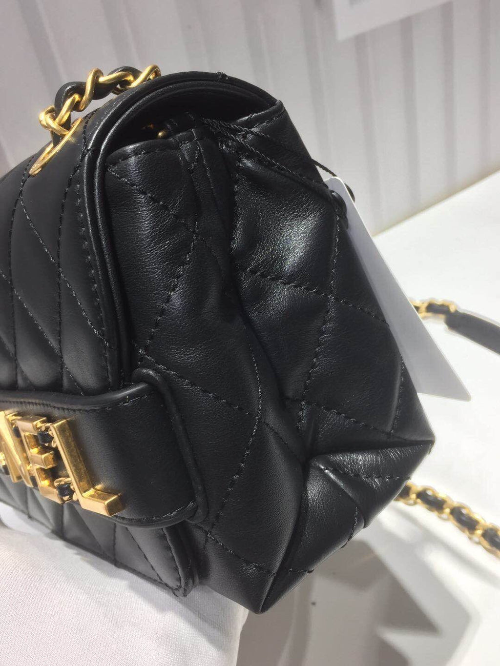 CHL - Front Logo Small Flap Bag Gold Hardware Black For Women Handbags, Shoulder Bags 8.2in/21LOAS1490