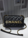 CHL - Front Logo Small Flap Bag Gold Hardware Black For Women Handbags, Shoulder Bags 8.2in/21LOAS1490