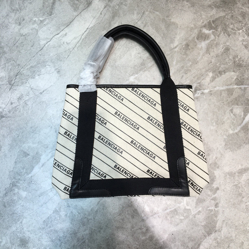 BLN-Ciaga Navy Small Cabas Tote Bag In White, For Women,  Bags 18.5in/47LO