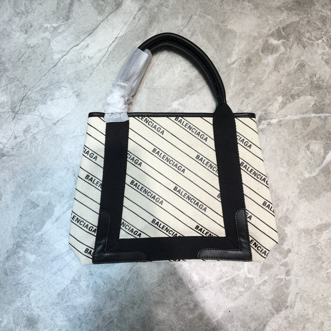 BLN-Ciaga Navy Small Cabas Tote Bag In White, For Women,  Bags 18.5in/47LO