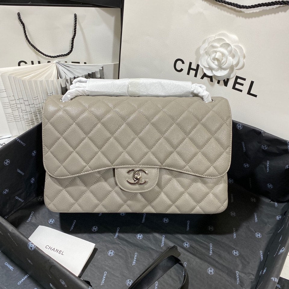CHL - Large Classic Handbag SilLusso Official - Hardware Grey For Women Handbags, Shoulder Bags 11.8in/30LO