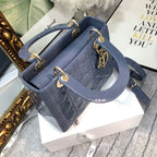 medium lady 24 raf blue patent calfskin