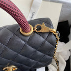 CHANEL 25S COCO HANDLE BAG 23 IN BLACK CAVIAR WITH GOLD HARDWARE