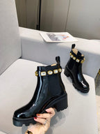 GG CRYSTAL ANKLE BOOTS IN BLACK CALFSKIN GHW