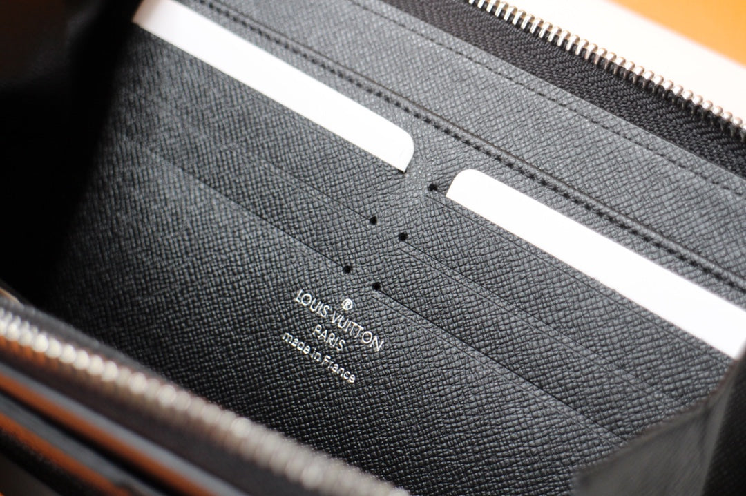 LV Dragonne Zipper Wallet Black Damier Graphite Canvas 179403