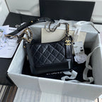 CC GABRIELLE MINI 20 HOBO BAG IN BLACK CALFSKIN