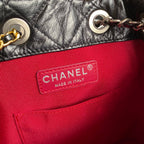Chanel 2025 Aged Quilted Gabrielle Backpack 24cm Black Calfskin 534712