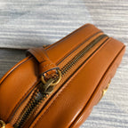 gg marmont mini 18cm zip top brown calfskin gold hardware