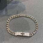 H Kelly Gourmette Sliver Diamond Bracelet