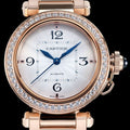 pasha 35mm automatic pink gold white dial diamond bezel