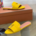 Summer Charms Sandals in Yellow Suede Pink Lambskin