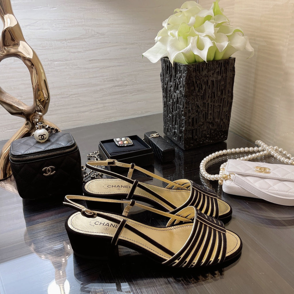 SLINGBACKS SANDAL IN BLACK SUEDE