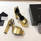SL JODIE 135 PLATFORM SANDALS METALLIC GOLD CALFSKIN