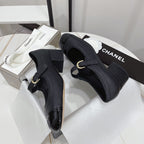 CC MARY JANE BLOCK HEEL BLACK SHEEPSKIN