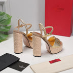 VLTN ESPADRILLE WEDGE SANDALS 25S 130 MM IN GOLD LAMBSKIN WITH GOLD HARDWARE