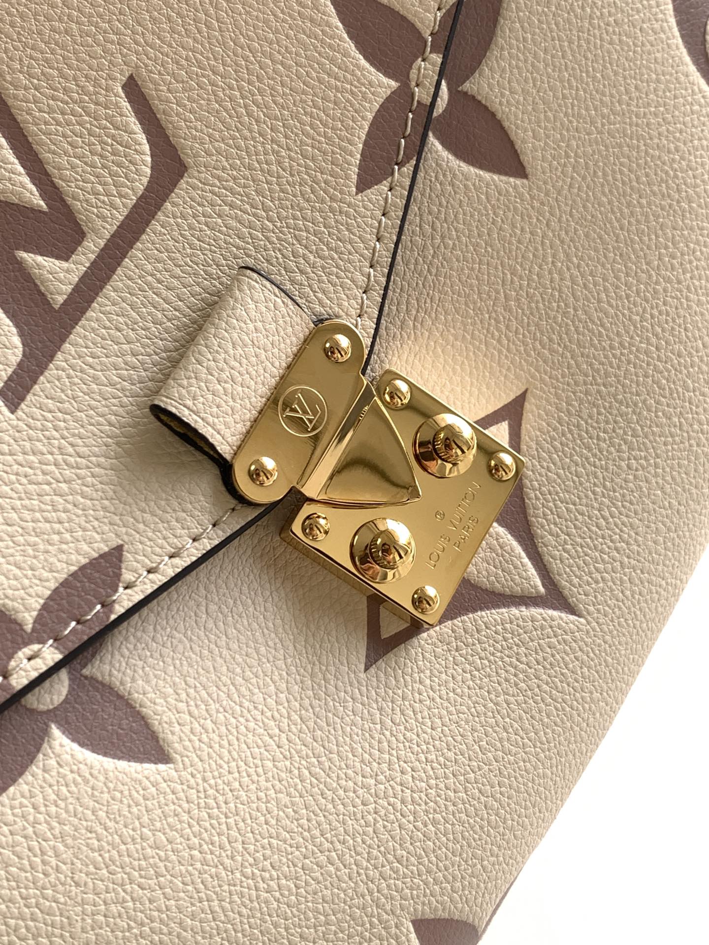LV Pochette Métis Brown Beige Monogram Embossed Empreinte Leather