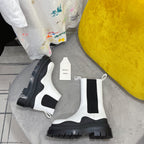 TIRE CHELSEA BOOT IN WHITE MIX BLACK CALFSKIN