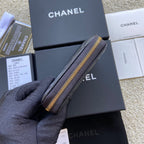 CC Classic Zipper Card Holder Black Sheepskin GHW 156537