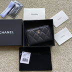 CC Classic Zipper Card Holder Black Caviar Sliver Steel 229630