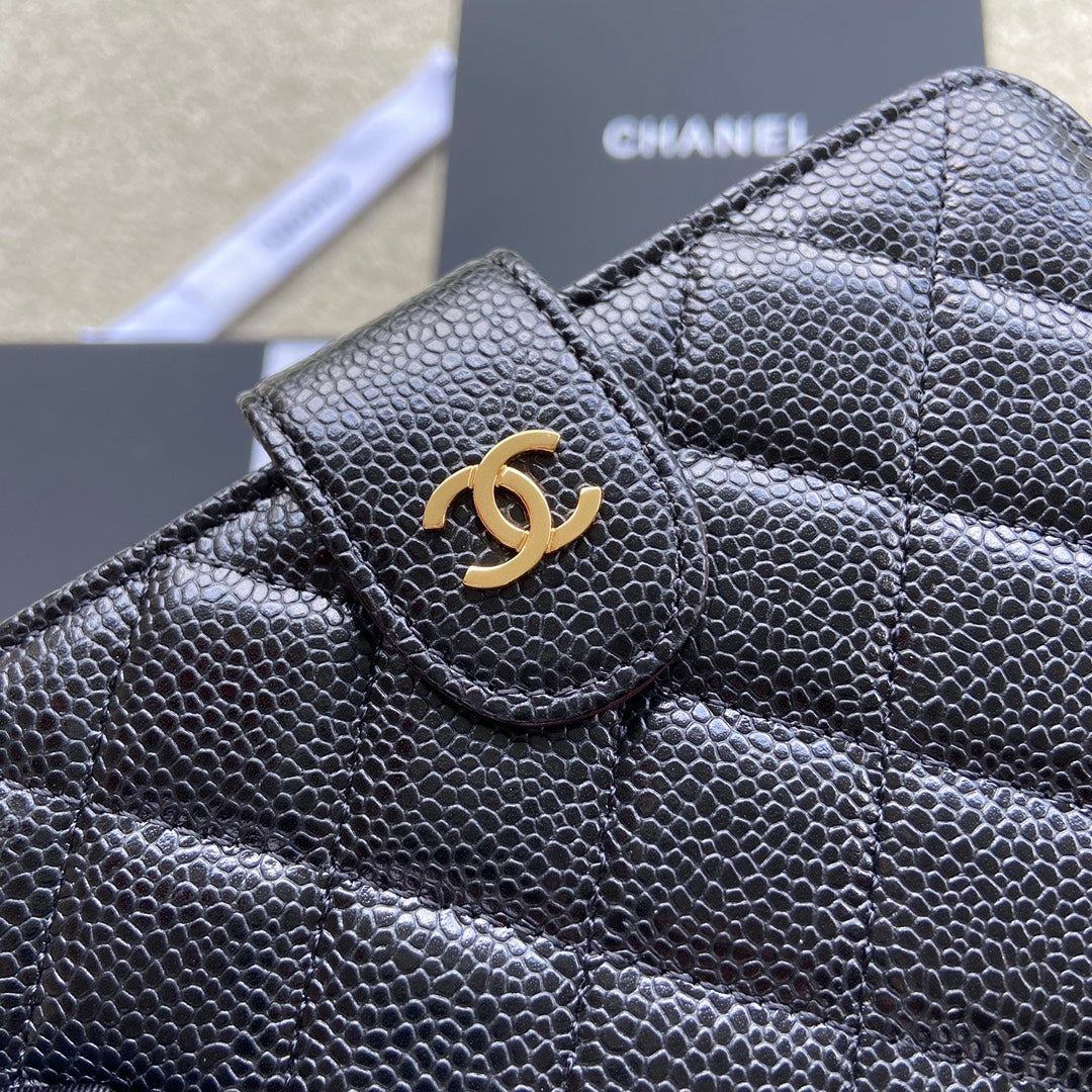 CC A48667 Zip Pocket Wallet Black Caviar GHW 229758