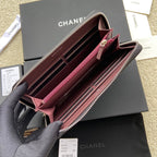 CC A50097 Classic Zipper Wallet Black Caviar Sliver Steel 229658